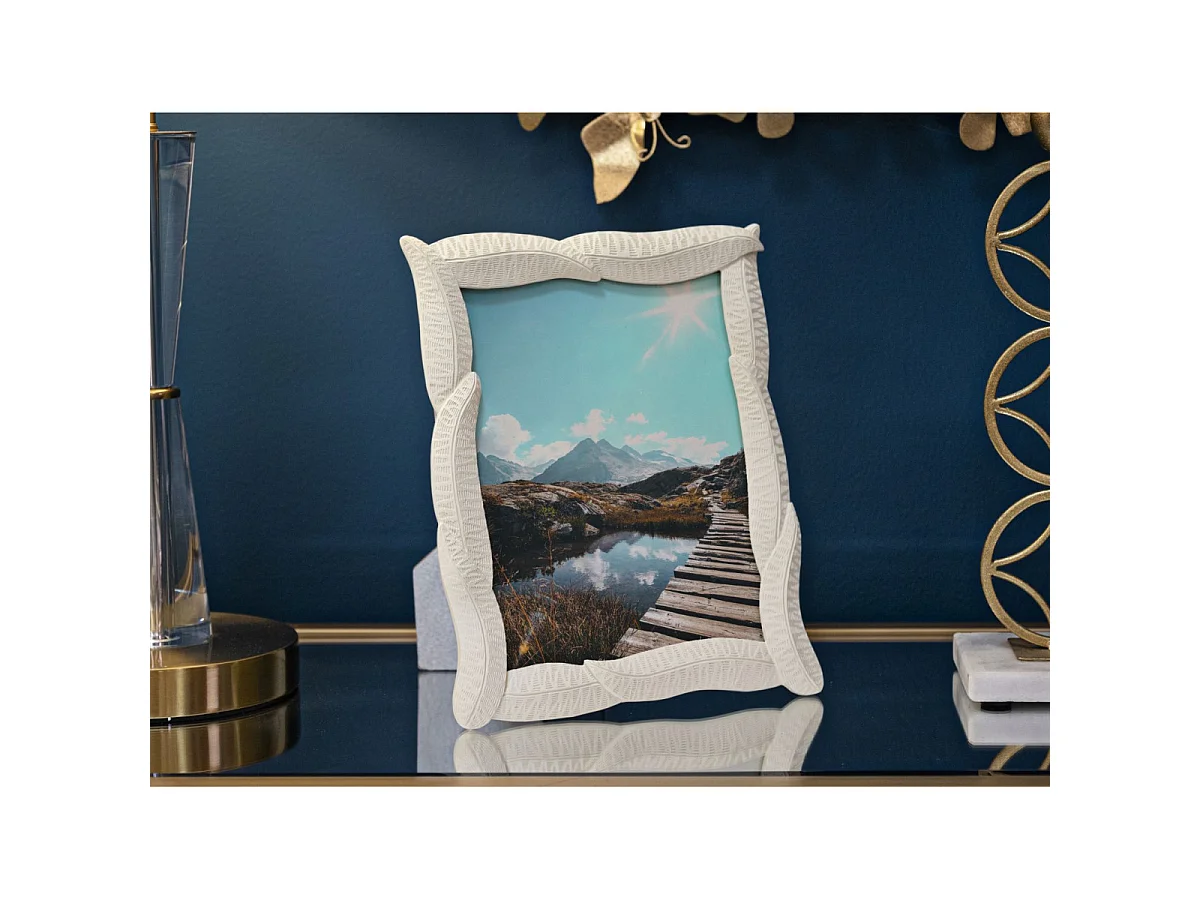 Cadre Photo Déco Feuilles "Snake" 15x20cm Crème