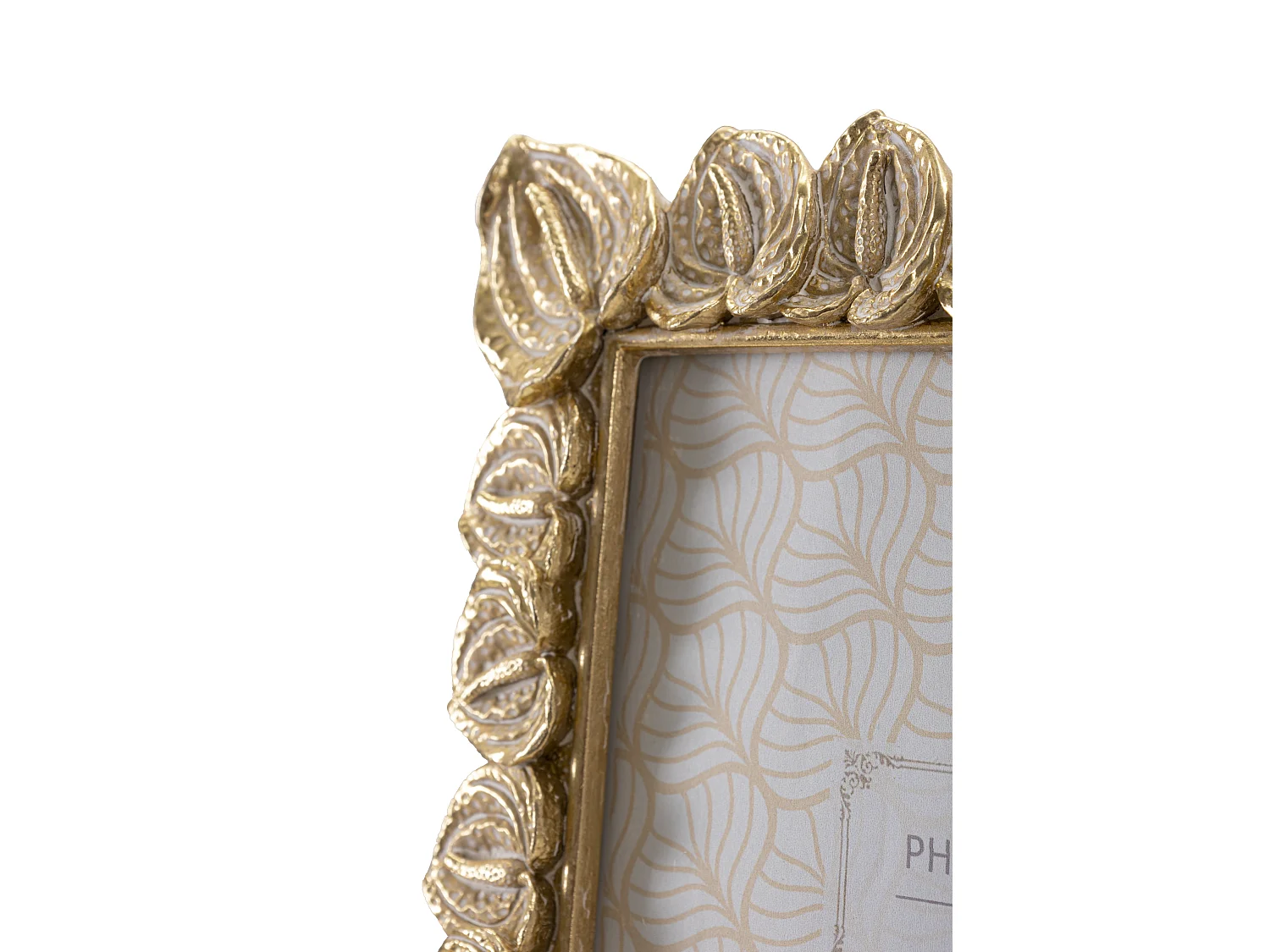 Cornice in resina dorata con fiori cm 20,5x2x26