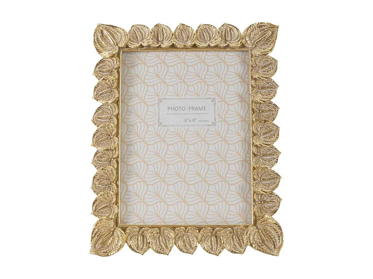 Cadre Photo Déco Pétale de Fleur "Anthurium" 15x20cm Or