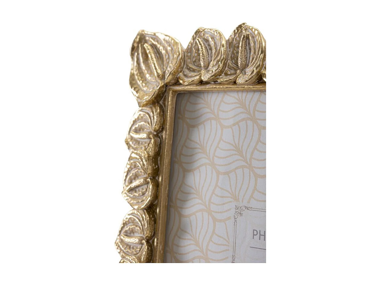 Cadre Photo Déco Pétale de Fleur "Anthurium" 15x20cm Or