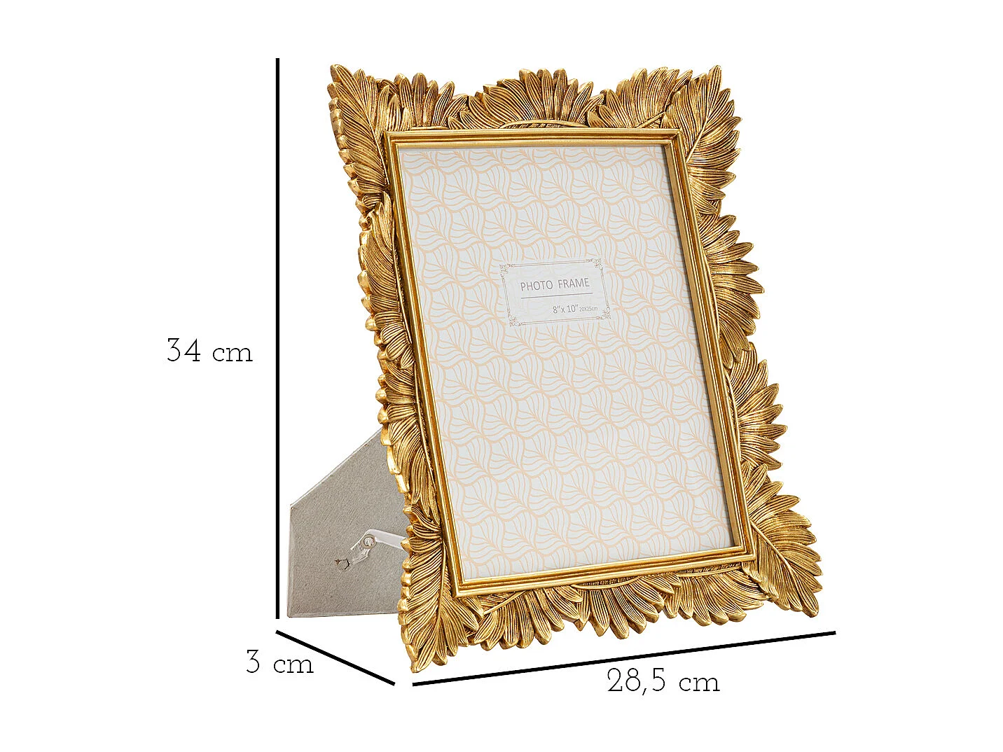 Cadre Photo Déco Feuilles "Olly" 20x25cm Or