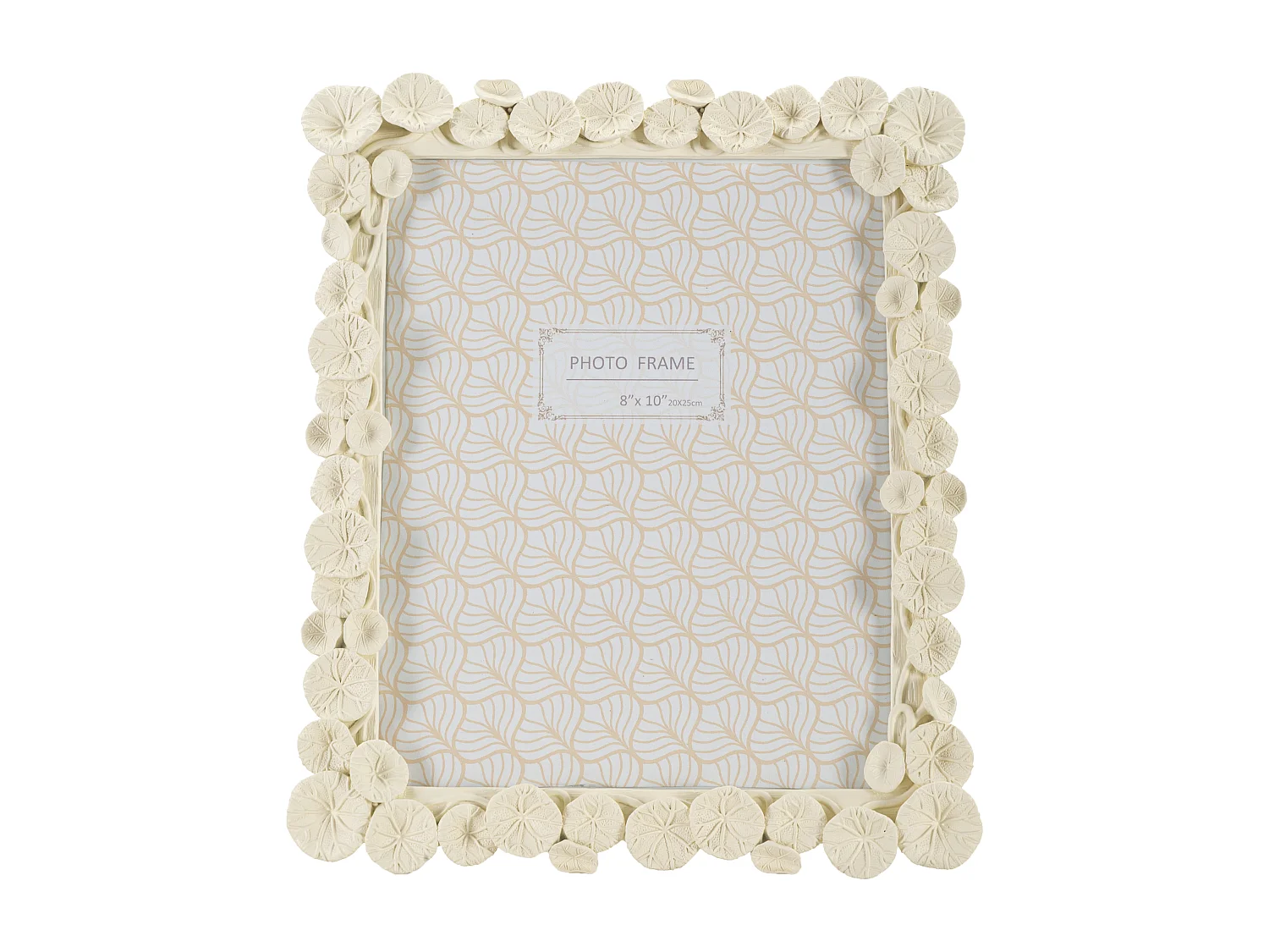 Cornice in resina beige con foglie di loto cm 25,8x2x31