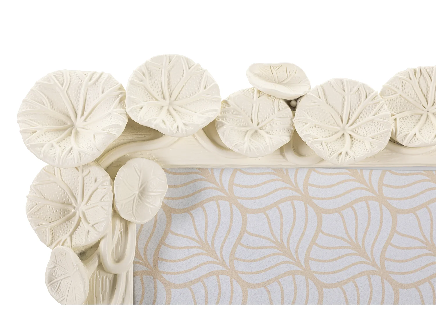 Cornice in resina beige con foglie di loto cm 25,8x2x31