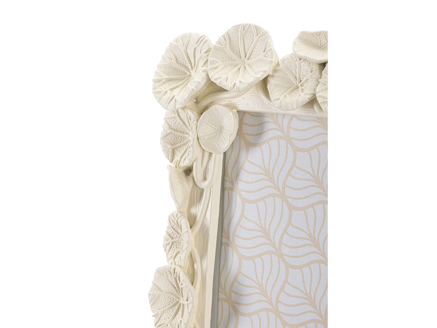 Cornice in resina beige con foglie di loto cm 25,8x2x31