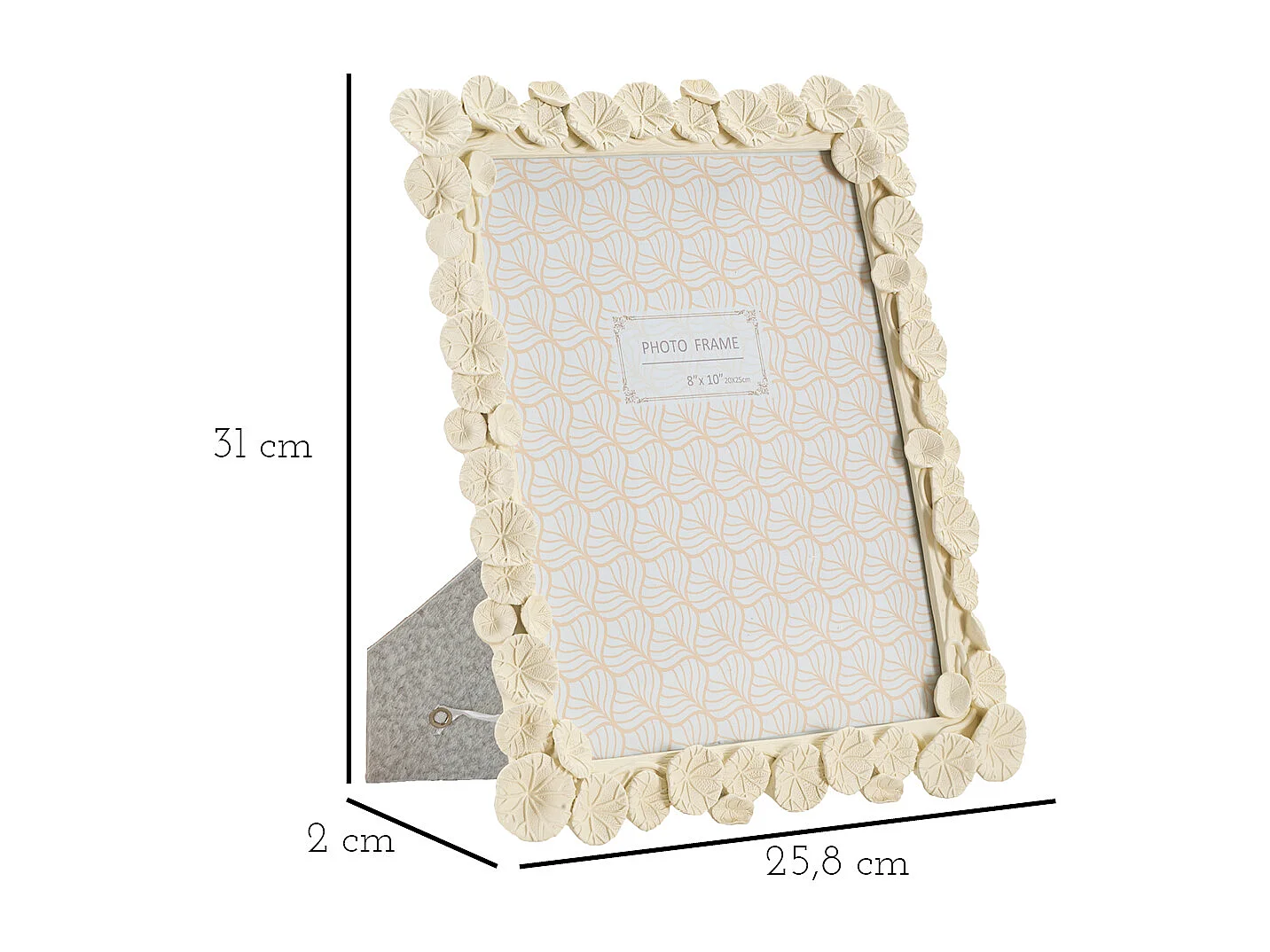 Cornice in resina beige con foglie di loto cm 25,8x2x31