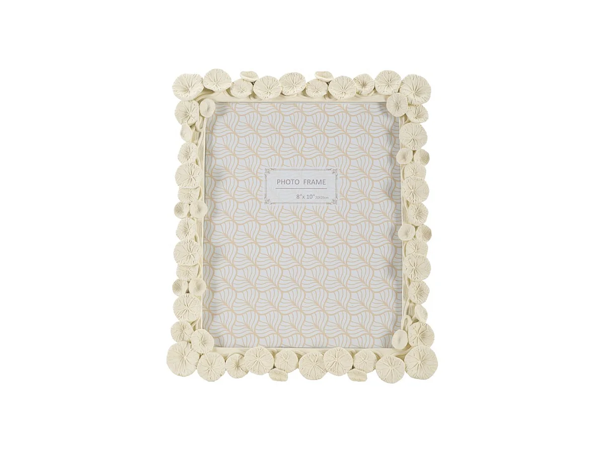 Bilderrahmen aus Kunstharz beige mit Lotusblättern 25,8x2x31 cm
