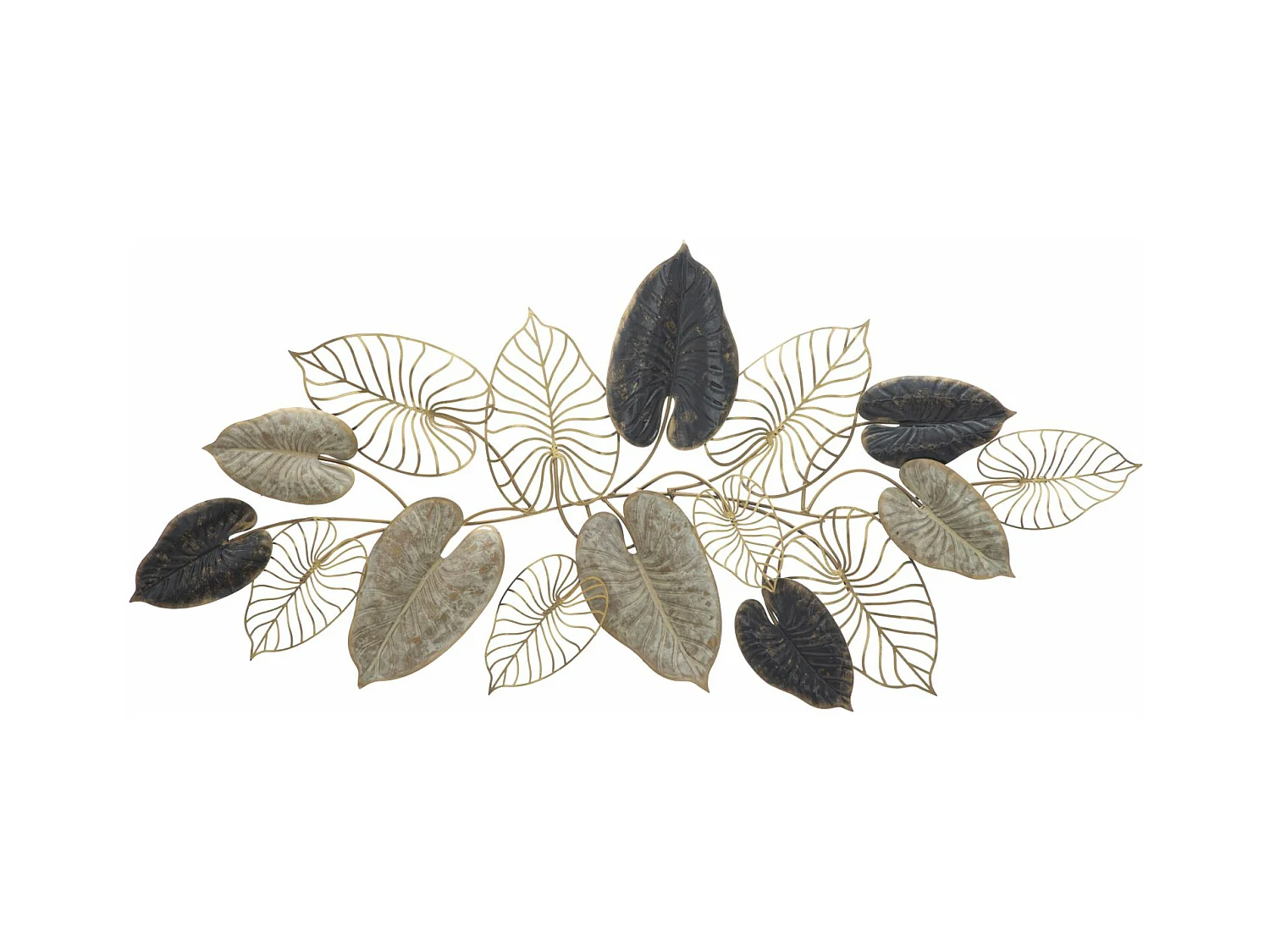 Century-A Panneau métallique à feuilles multicolores - 131x4.5x61 cm, Décoration murale 3D glamour