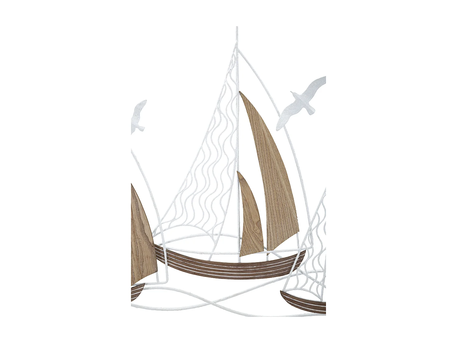 Pannello decorativo 3D in metallo bianco barche cm 89,5x3,8x57,8