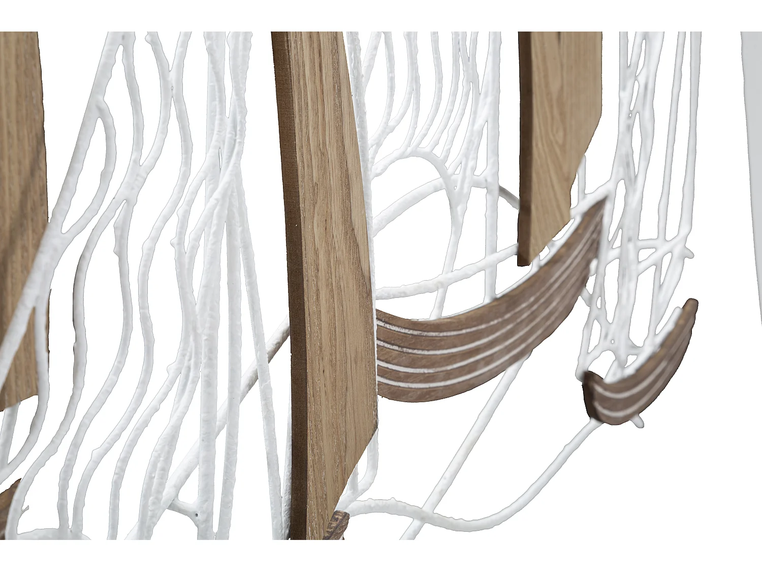 Pannello decorativo 3D in metallo bianco barche cm 89,5x3,8x57,8