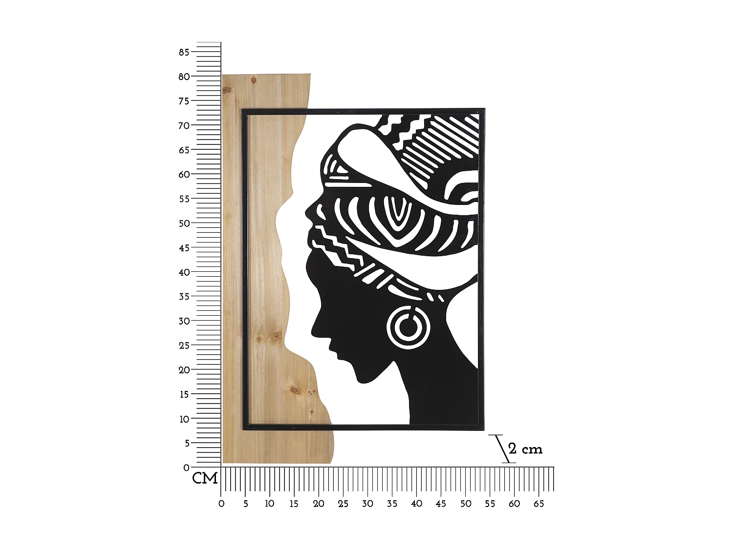 Pannello decorativo 3D in metallo nero profilo cm 53x2x80