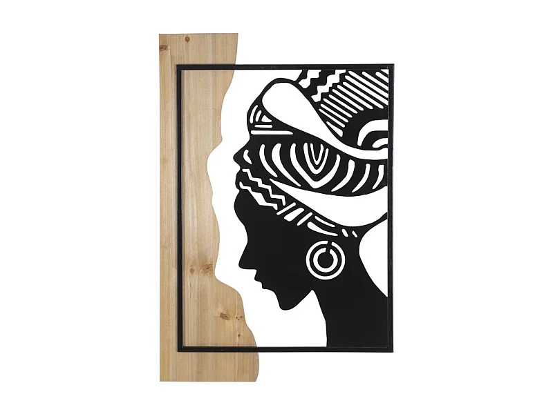 Décoration Murale Encadrée "Tribal" 80cm Noir & Naturel