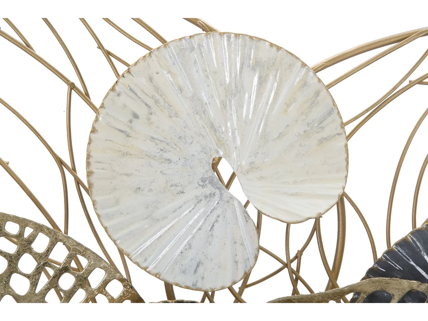 Dekorative vægpaneler fra Luxy, 124,5 x 9,5 x 55 cm – Glamourøst vægpanel i jern med bladmønster – Tredimensionel dekoration