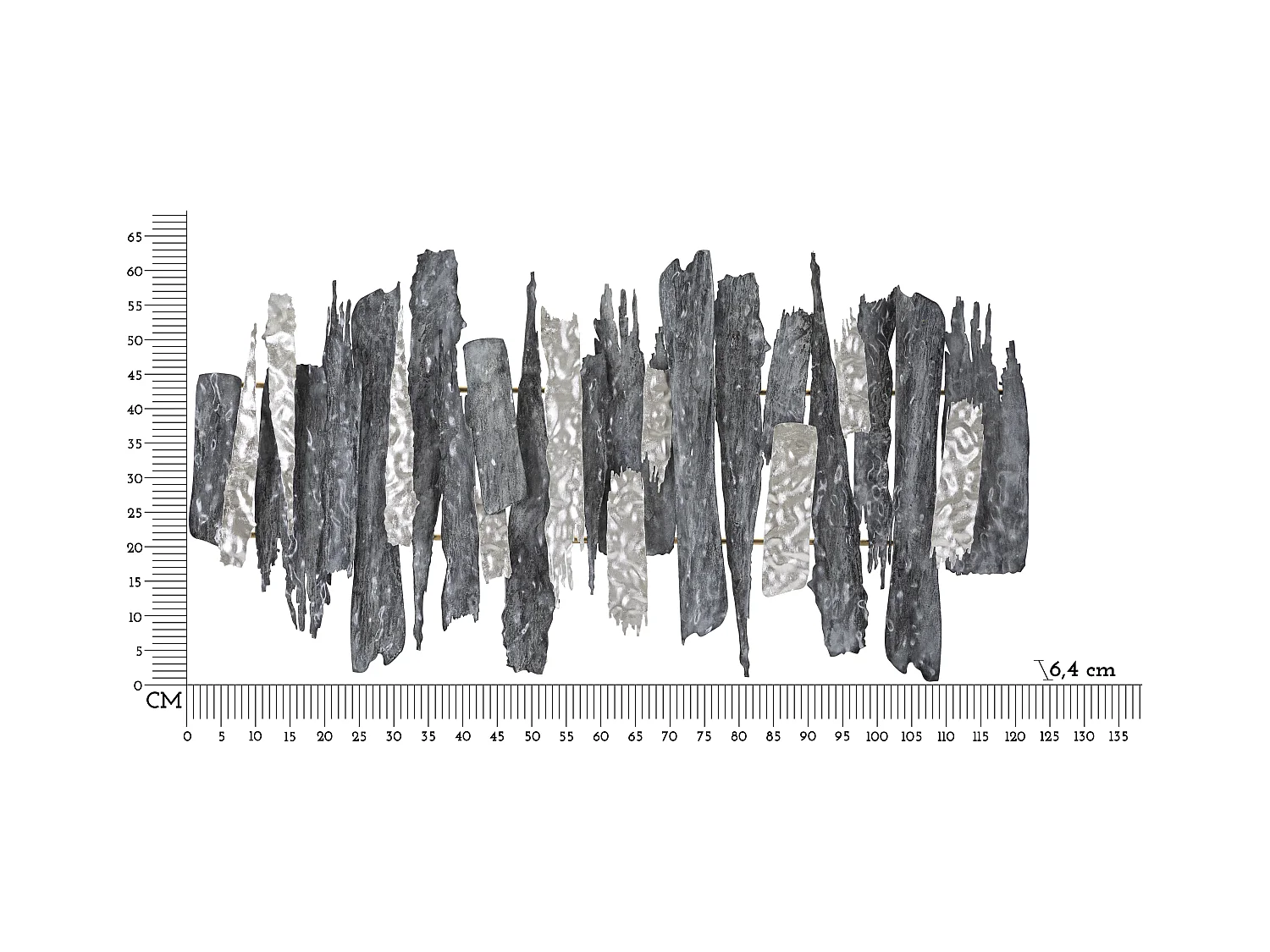 Pannello decorativo 3D astratto in metallo multicolore cm 122,6x6,4x63