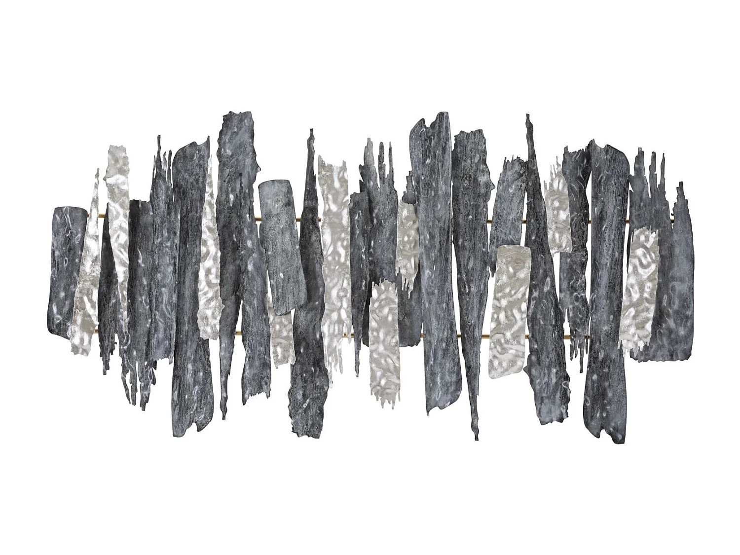 3D abstract decoratief paneel in veelkleurig metaal, 122,6 x 6,4 x 63 cm