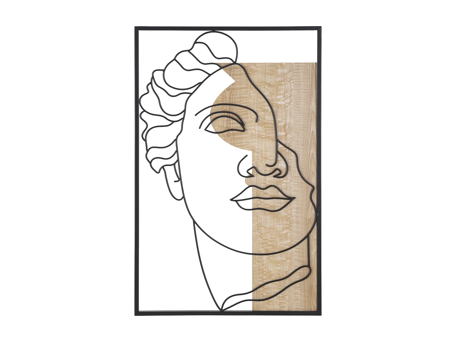 Décoration Murale Encadrée "David Face" 80cm Naturel & Noir