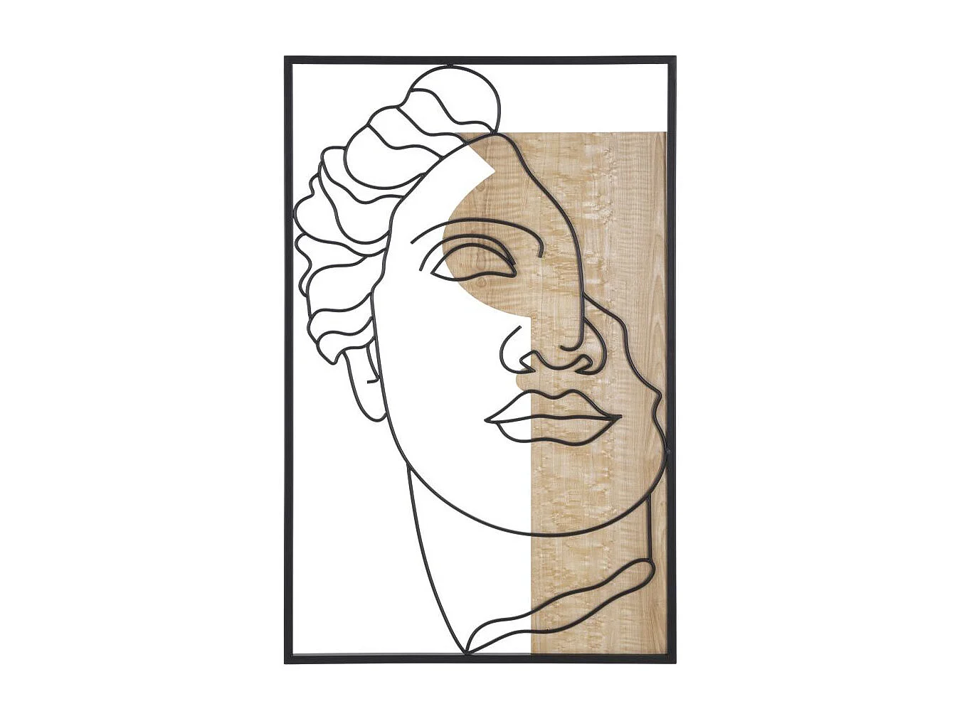 Décoration Murale Encadrée "David Face" 80cm Naturel & Noir