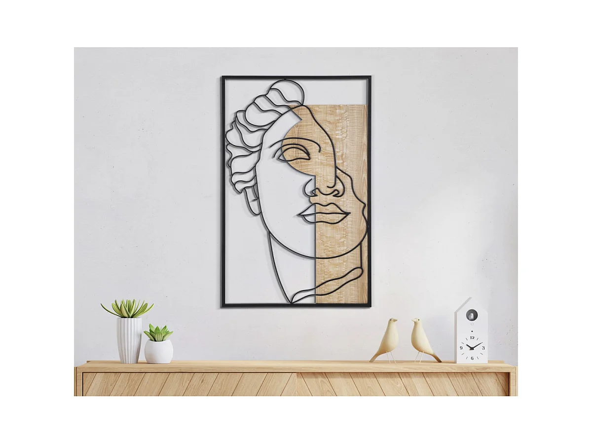 3D-Dekopaneel aus Holz schwarz Gesicht 50x2x80 cm