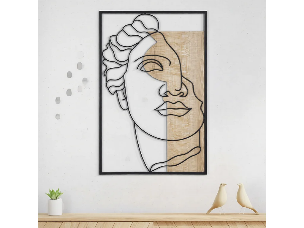 3D-Dekopaneel aus Holz schwarz Gesicht 50x2x80 cm