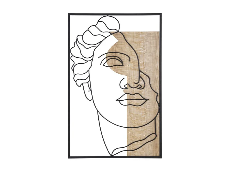 Décoration Murale Encadrée "David Face" 80cm Naturel & Noir