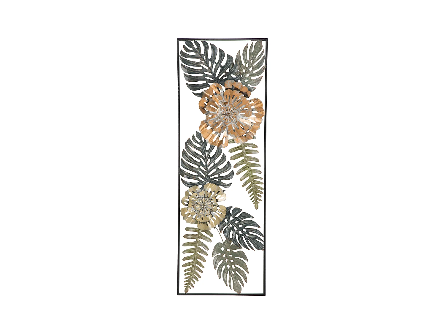 Panneau Mural Rectangulaire "Too-A" en Fer Multicolore, 30,5x3,75x88,5 cm, Design 3D avec Feuilles Métalliques