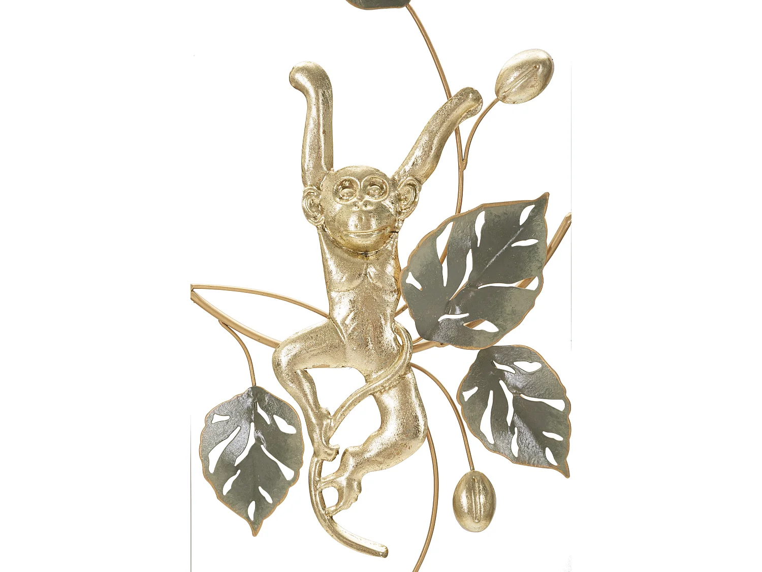 Décoration Murale Encadrée en Métal "Monkey" 74cm Or & Vert