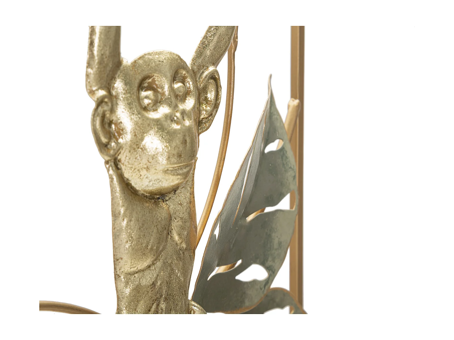 Décoration Murale Encadrée en Métal "Monkey" 74cm Or & Vert