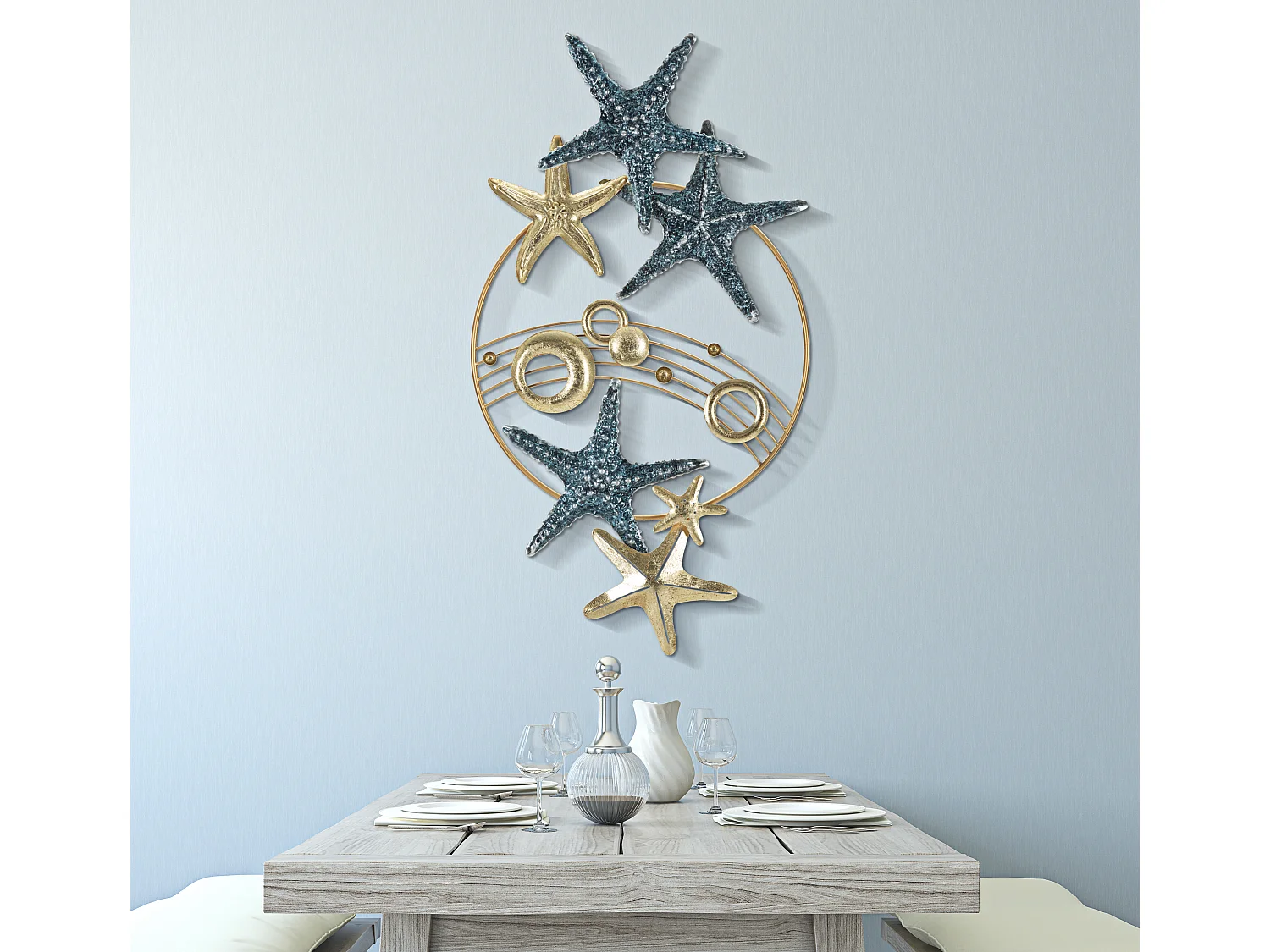 Pannello decorativo 3D mare in metallo multicolore cm 90,8x3,8x50,2