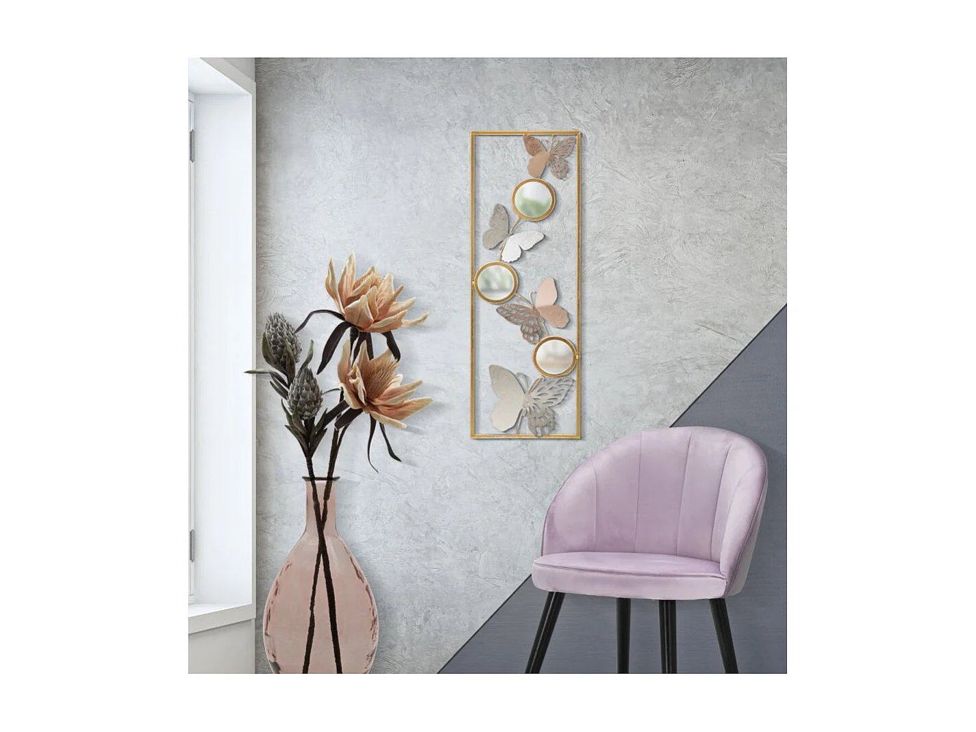 Décoration Murale Encadrée 3 Miroirs "Buttys" 90cm Multicolore