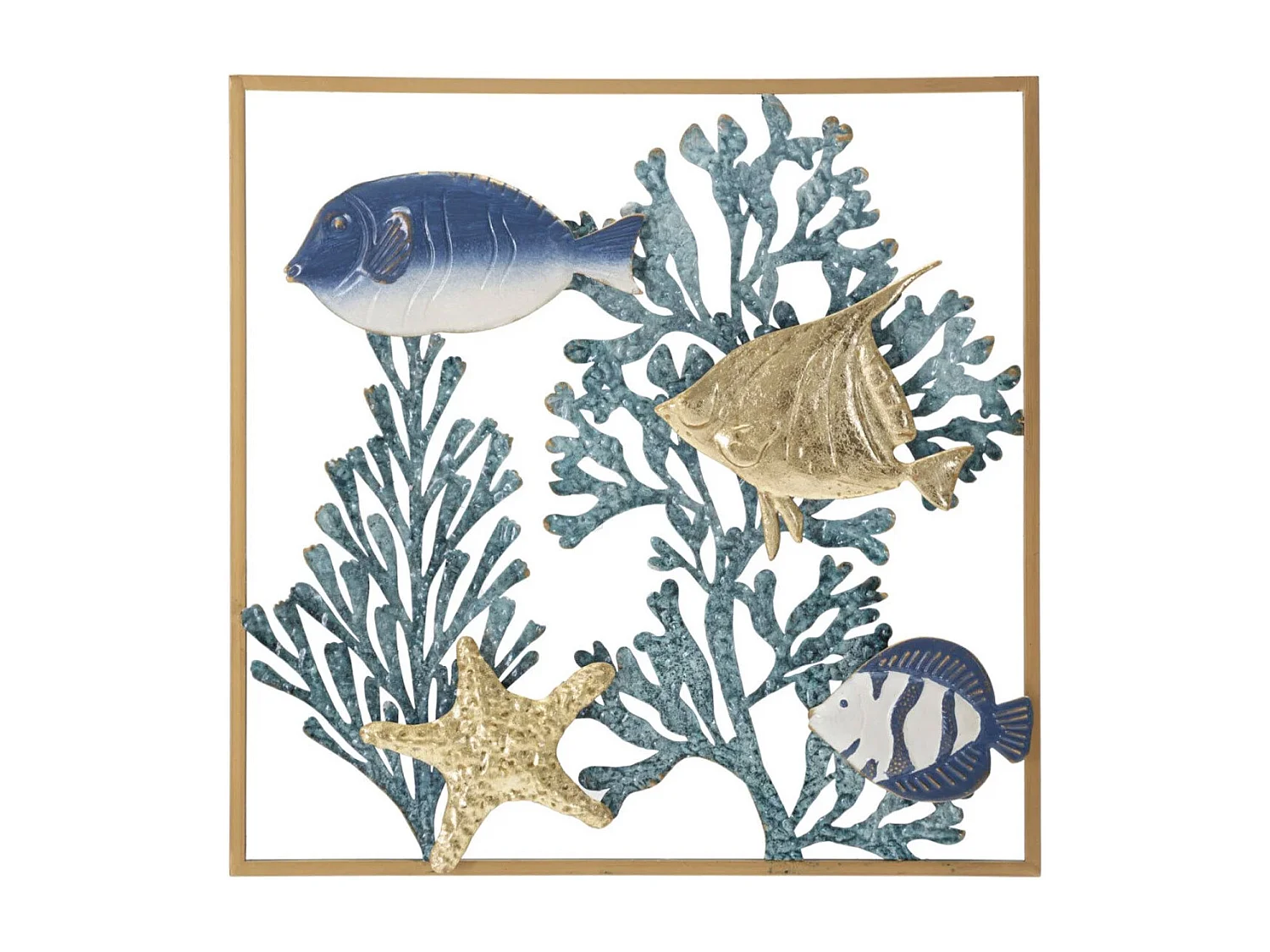 Déco Murale Encadrée en Métal "Fish" 50cm Multicolore