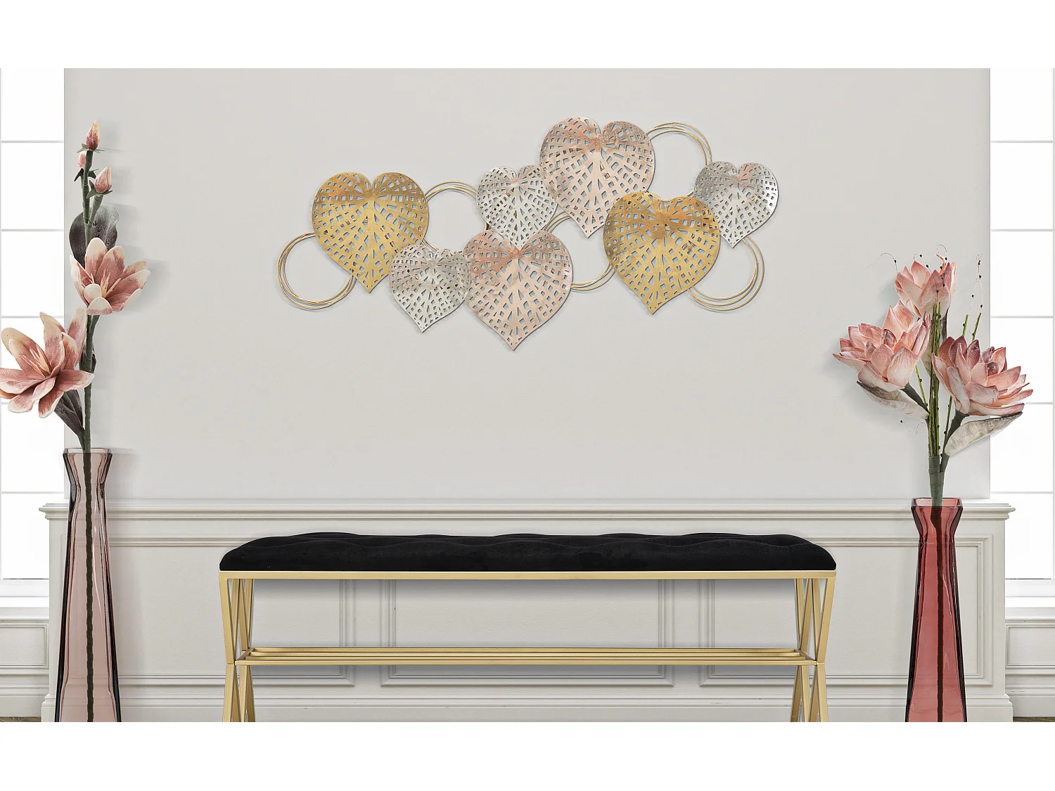 Décoration Murale en Métal "Hearts" 91cm Multicolore