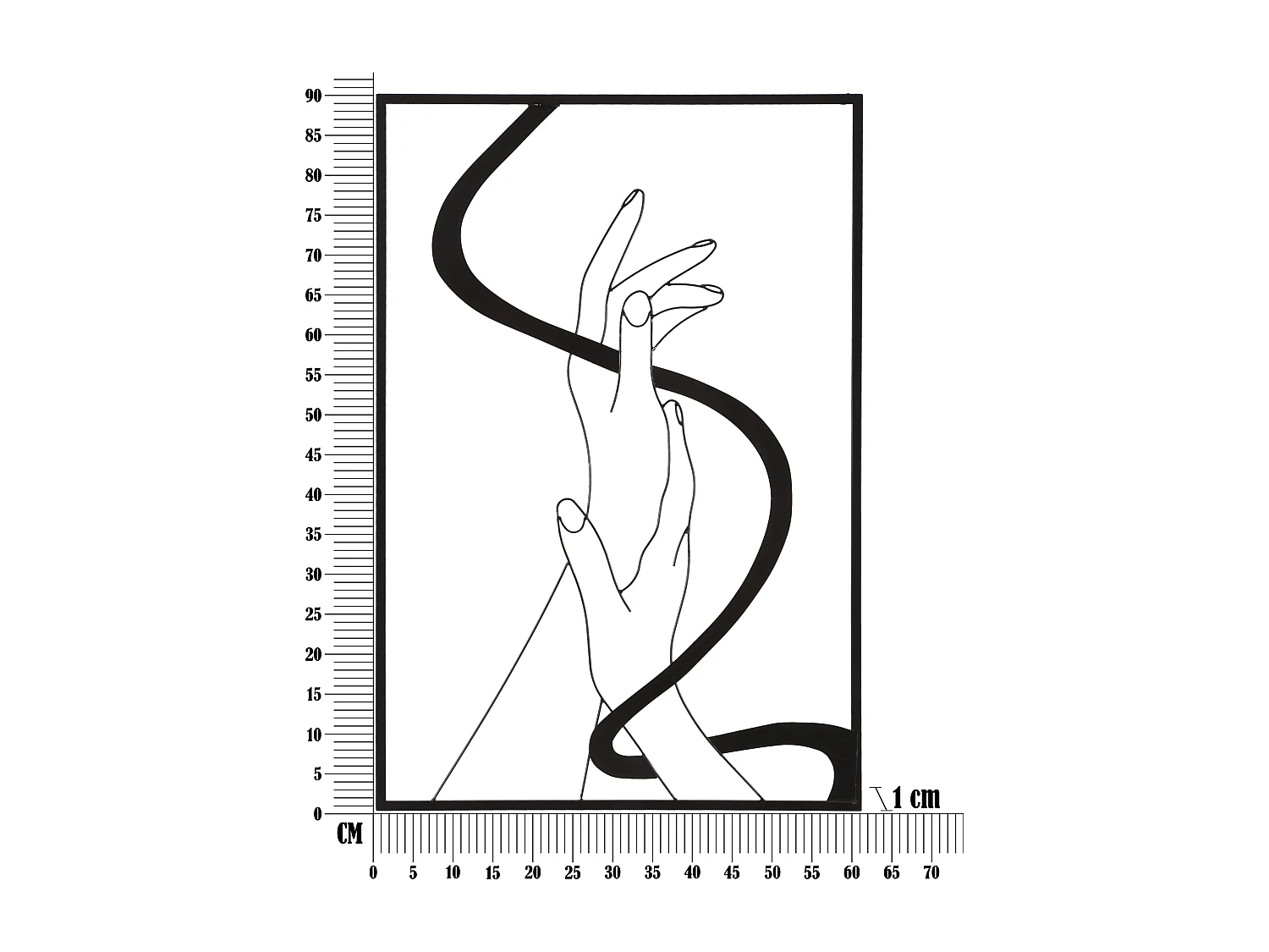 Panneau décoratif 3D en métal noir mani cm 60x1x90