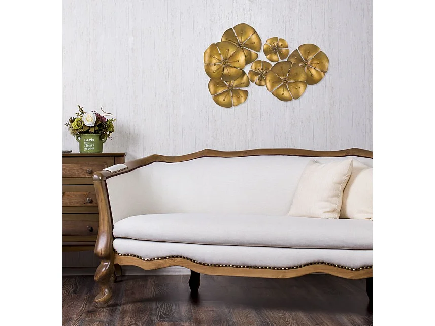 Décoration Murale en Métal "Fleur" 80cm Or