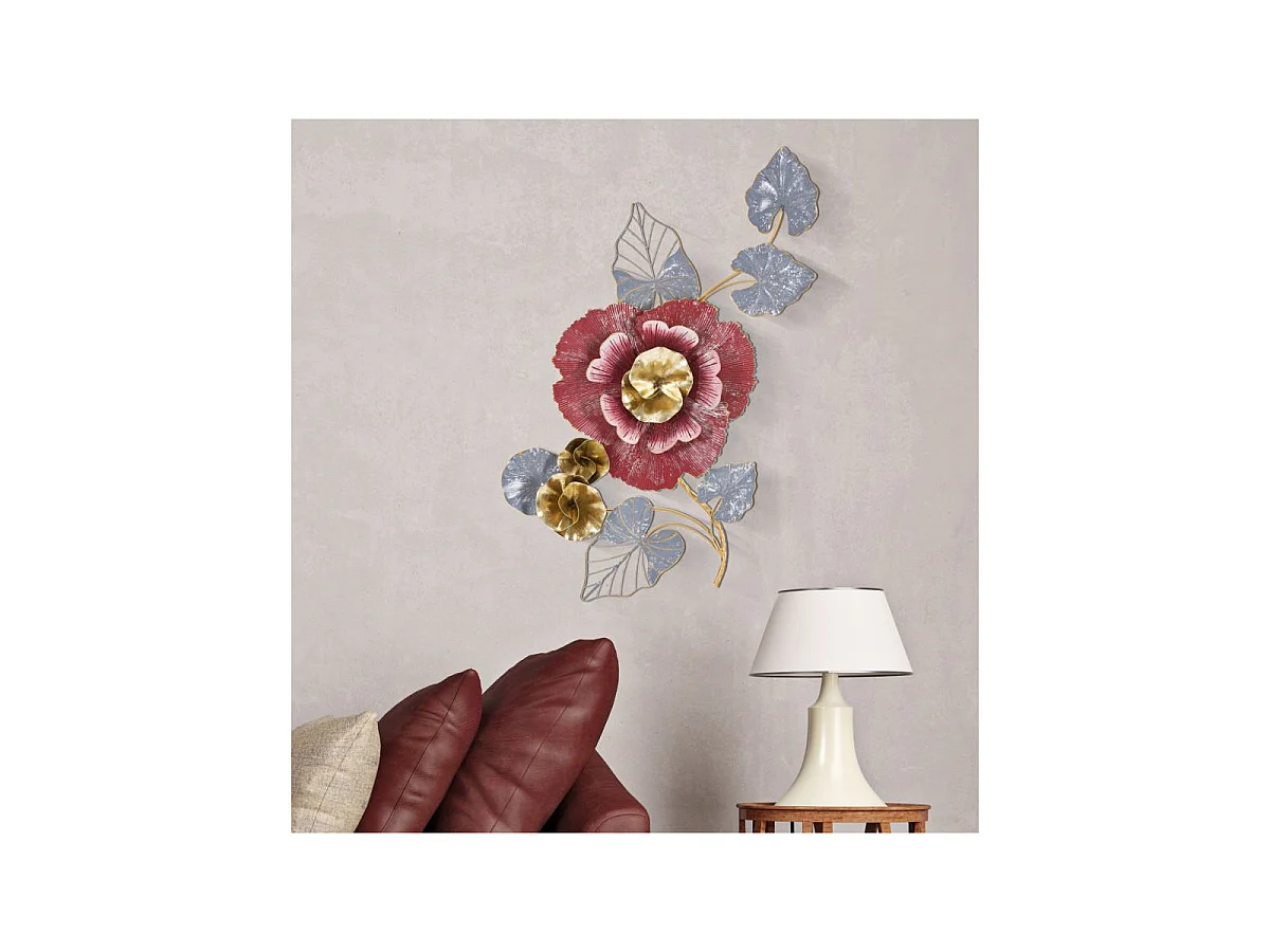 3D-Dekopaneel Blumen aus Metall mehrfarbig 61,6x9,5x111,8 cm