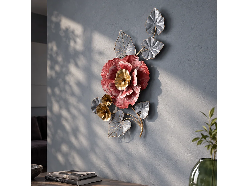 3D-Dekopaneel Blumen aus Metall mehrfarbig 61,6x9,5x111,8 cm