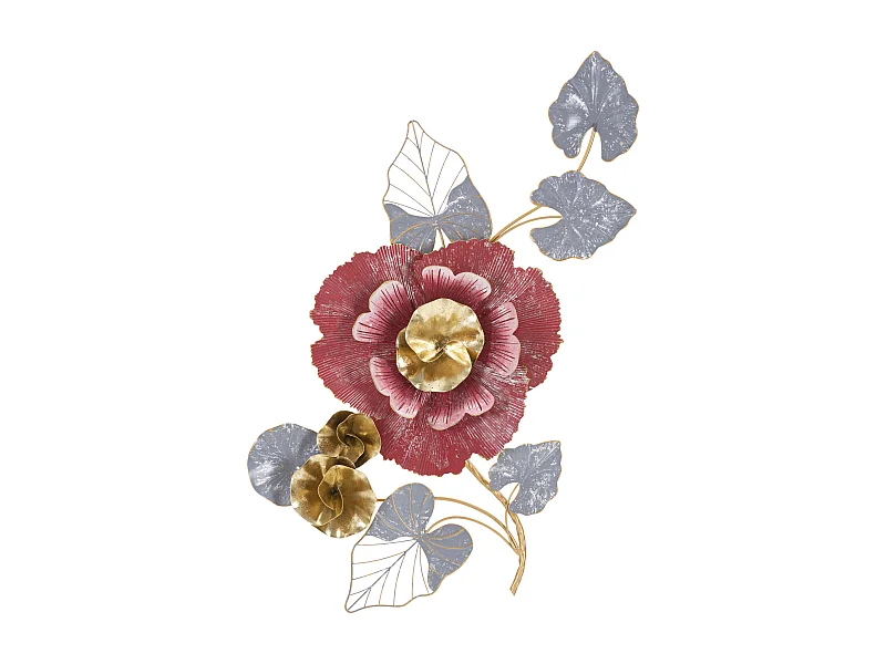 3D decoratief paneel met veelkleurige metalen bloemen, 61,6 x 9,5 x 111,8 cm