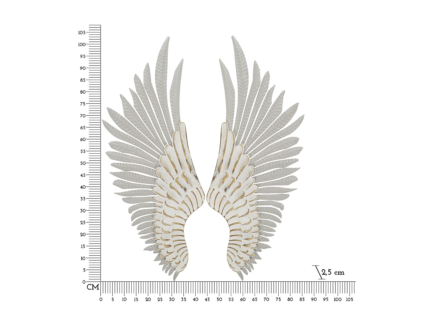 Set di 2 ali in metallo e legno bianco cm 43,8x2,5x104