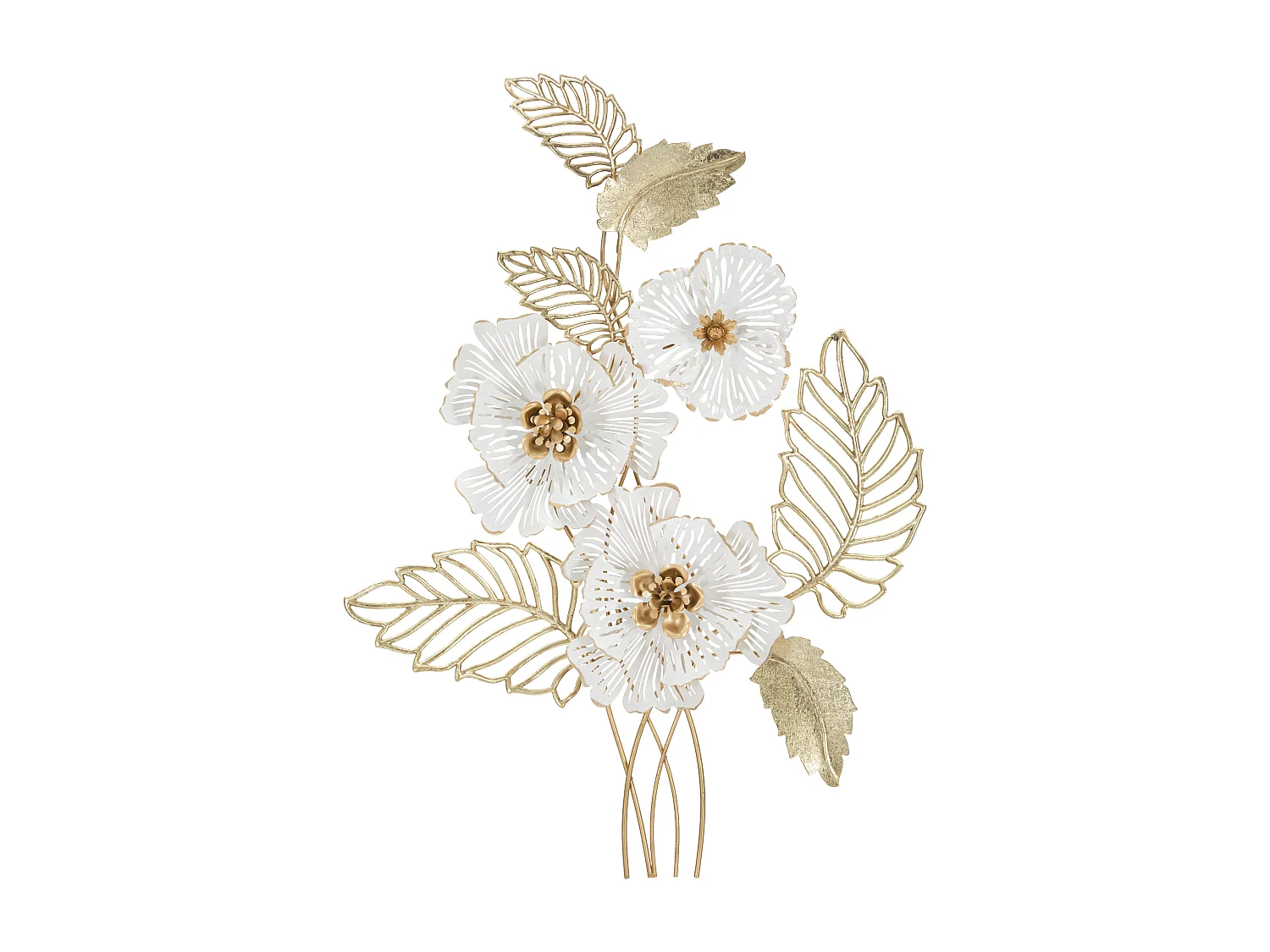 Décoration Murale en Métal "Whity" 73cm Blanc & Or