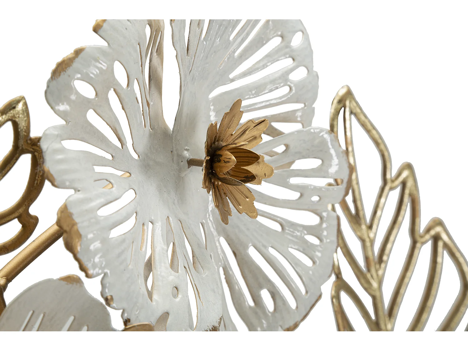 Décoration Murale en Métal "Whity" 73cm Blanc & Or