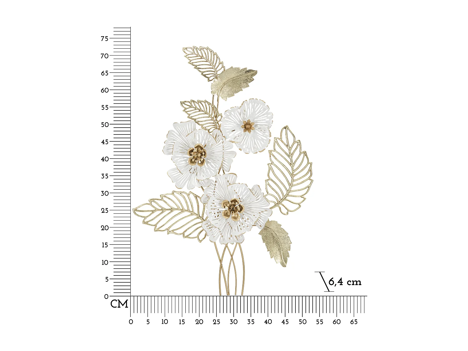 Pannello decorativo 3D fiori in metallo multicolore cm 54x6,4x73,7