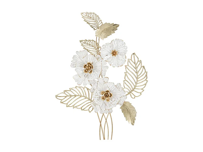 Décoration Murale en Métal "Whity" 73cm Blanc & Or