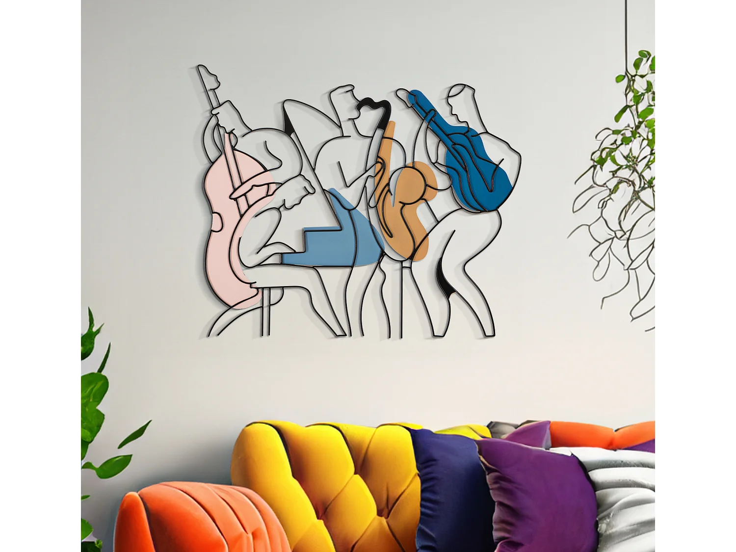 Décoration Murale en Métal "Jazz" 70cm Multicolore