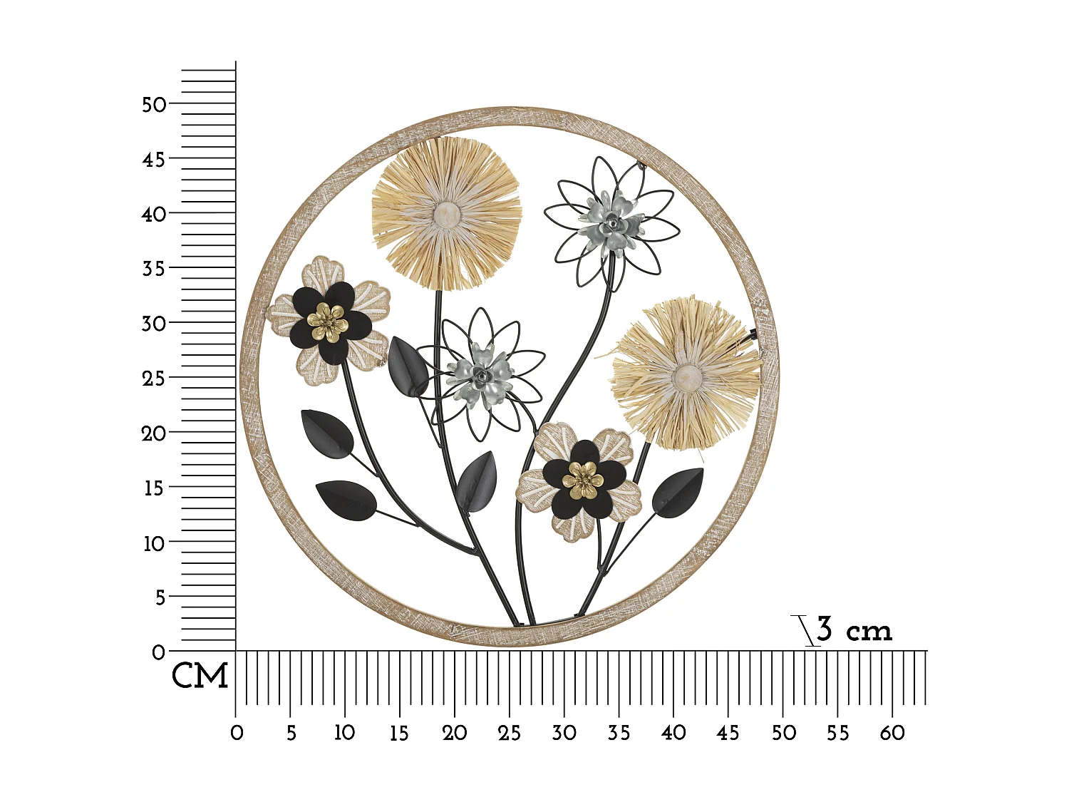Décoration Murale Ronde Encadrée "Vasos" 50cm Multicolore