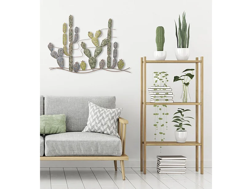 Décoration Murale en Métal "Cactus" 90cm Multicolore