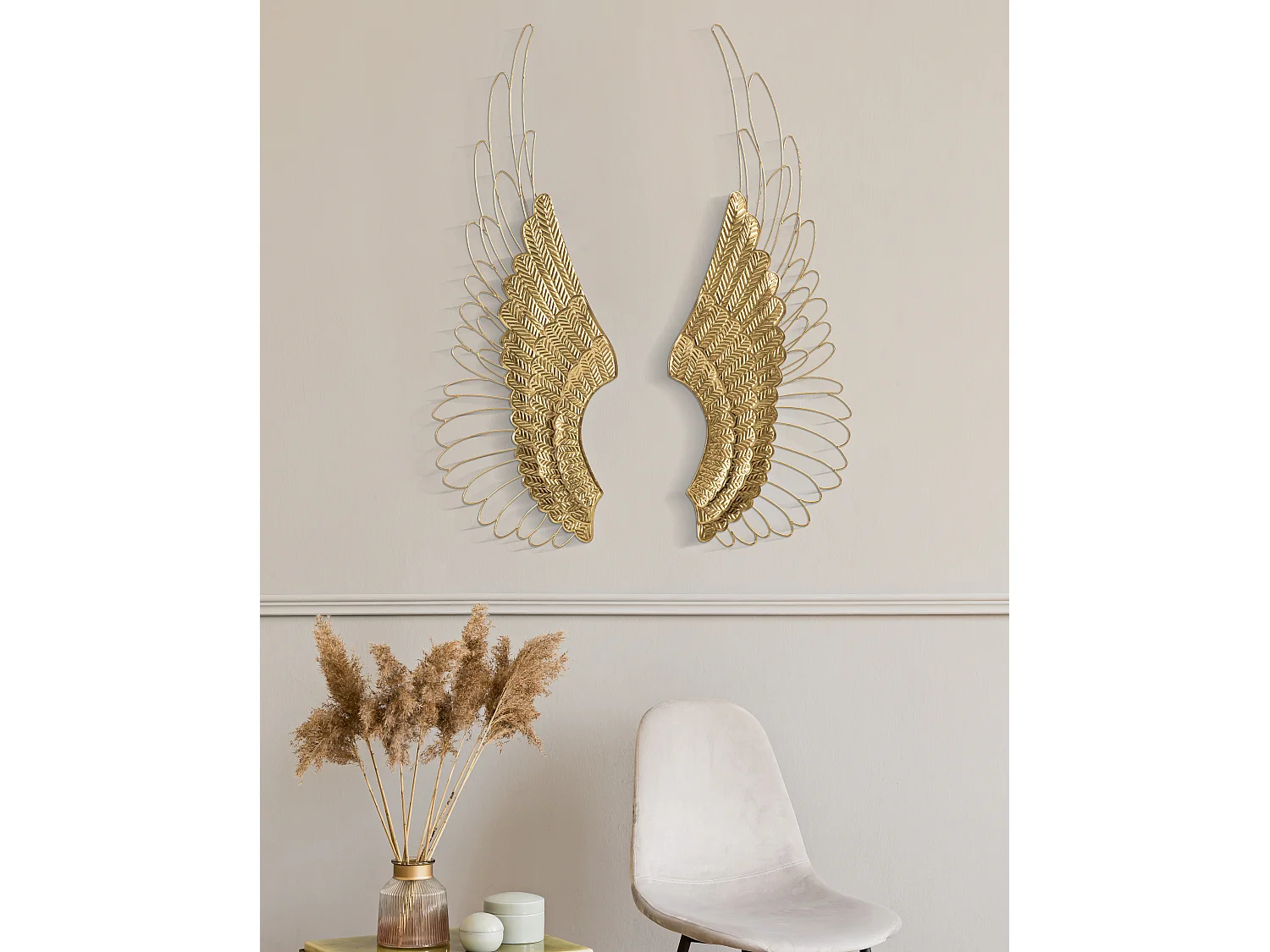 Lot de 2 Décorations Murales en Métal "Ali Plus" 105cm Or