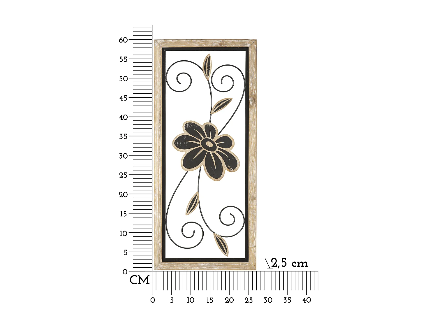 Décoration Murale Encadrée "Koman" 60cm Naturel & Noir