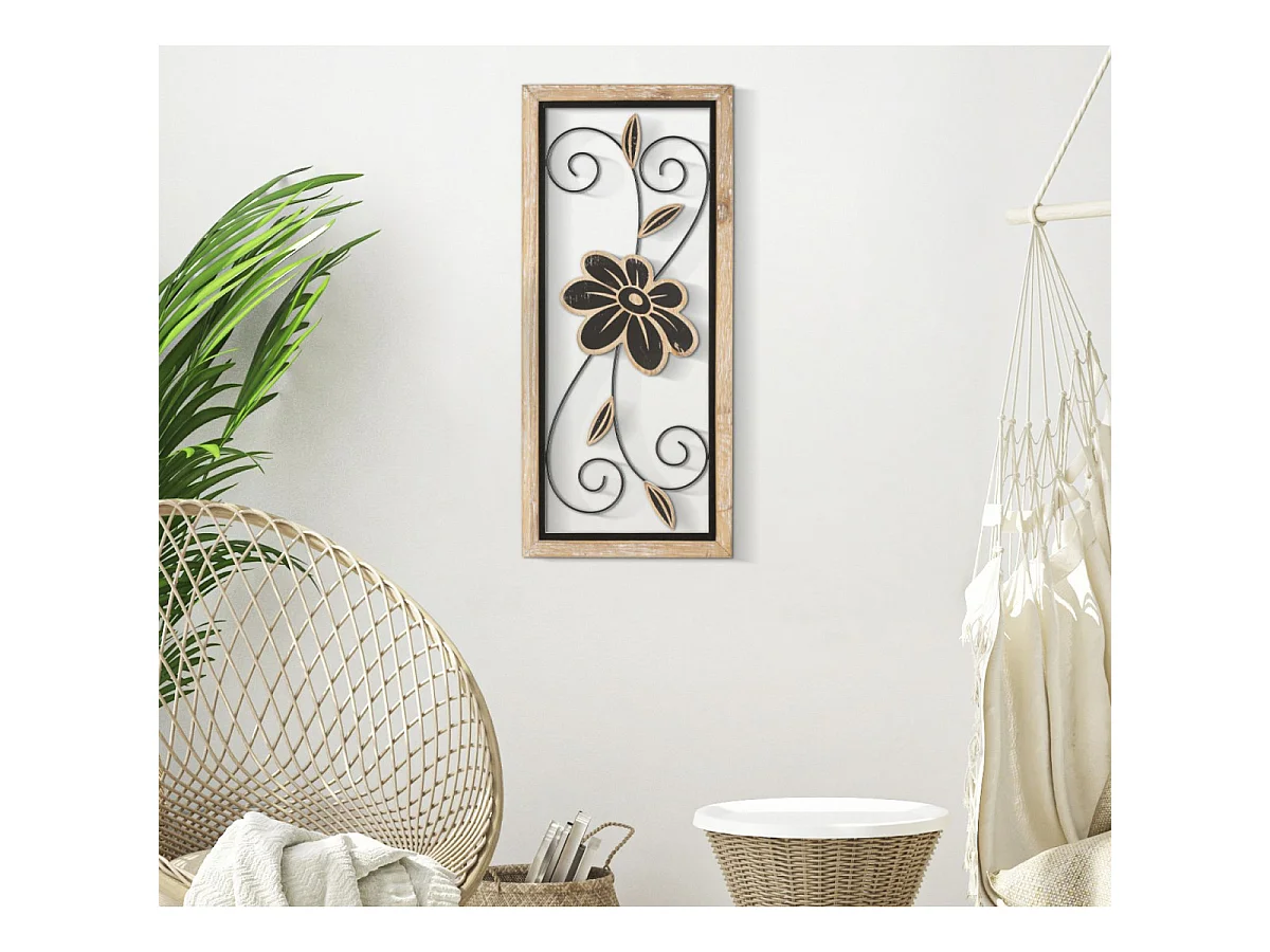 Décoration Murale Encadrée "Koman" 60cm Naturel & Noir