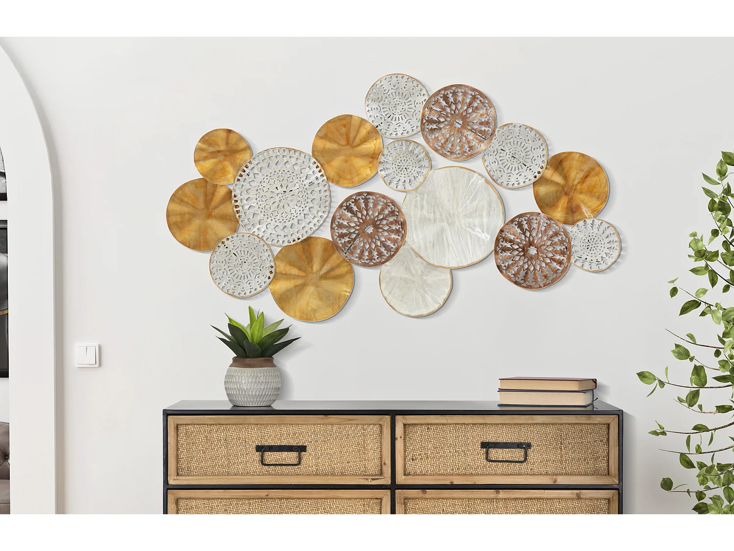 Pannello decorativo 3D astratto in metallo multicolore cm 125x5,5x68,5