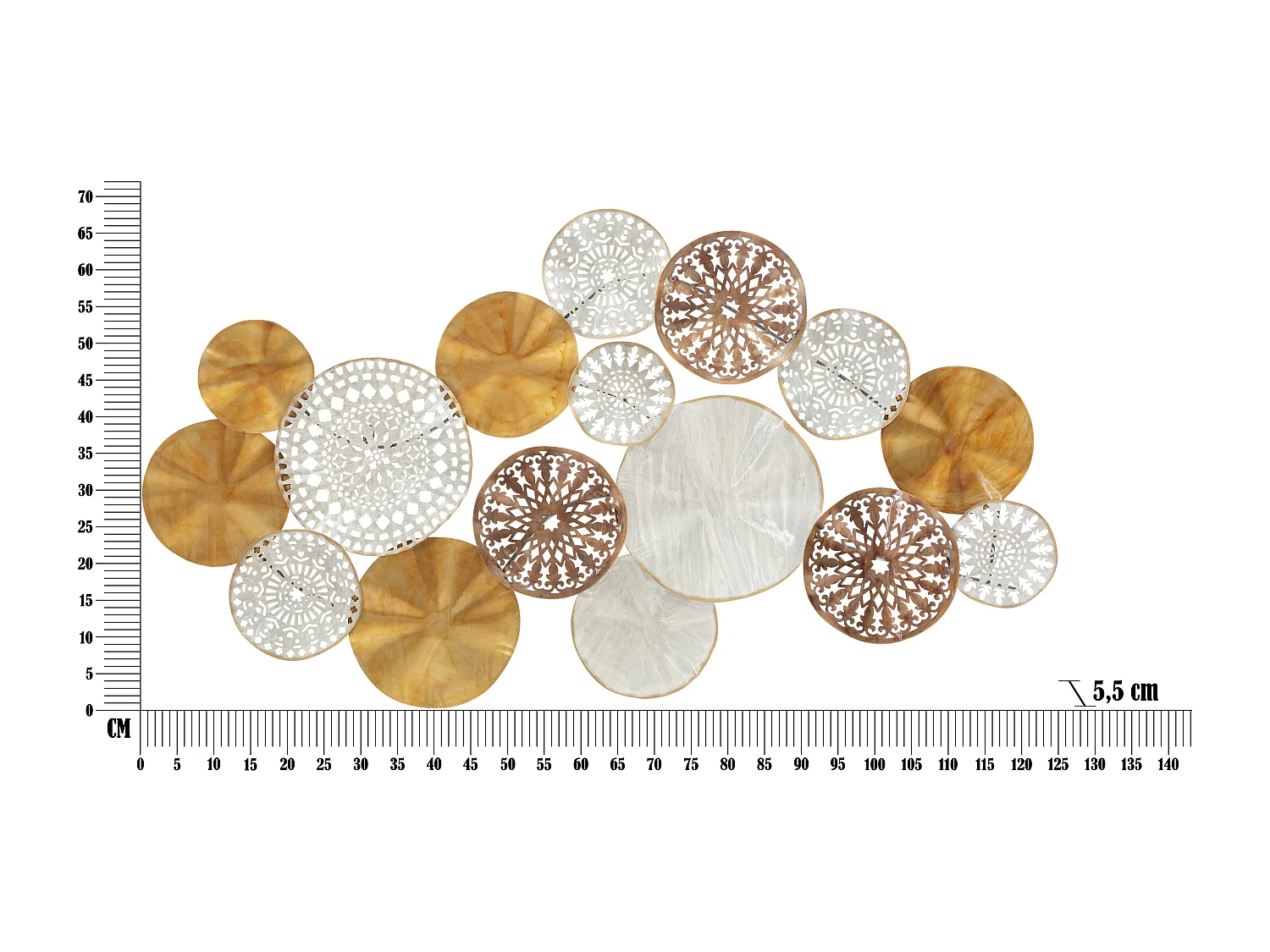 Pannello decorativo 3D astratto in metallo multicolore cm 125x5,5x68,5