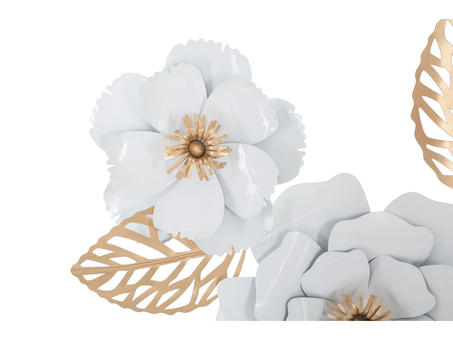 Décoration Murale en Métal "Foral" 158cm Blanc & Or