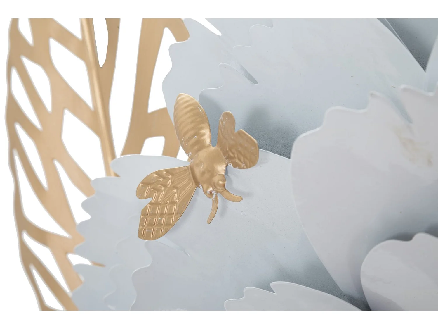 Décoration Murale en Métal "Foral" 158cm Blanc & Or